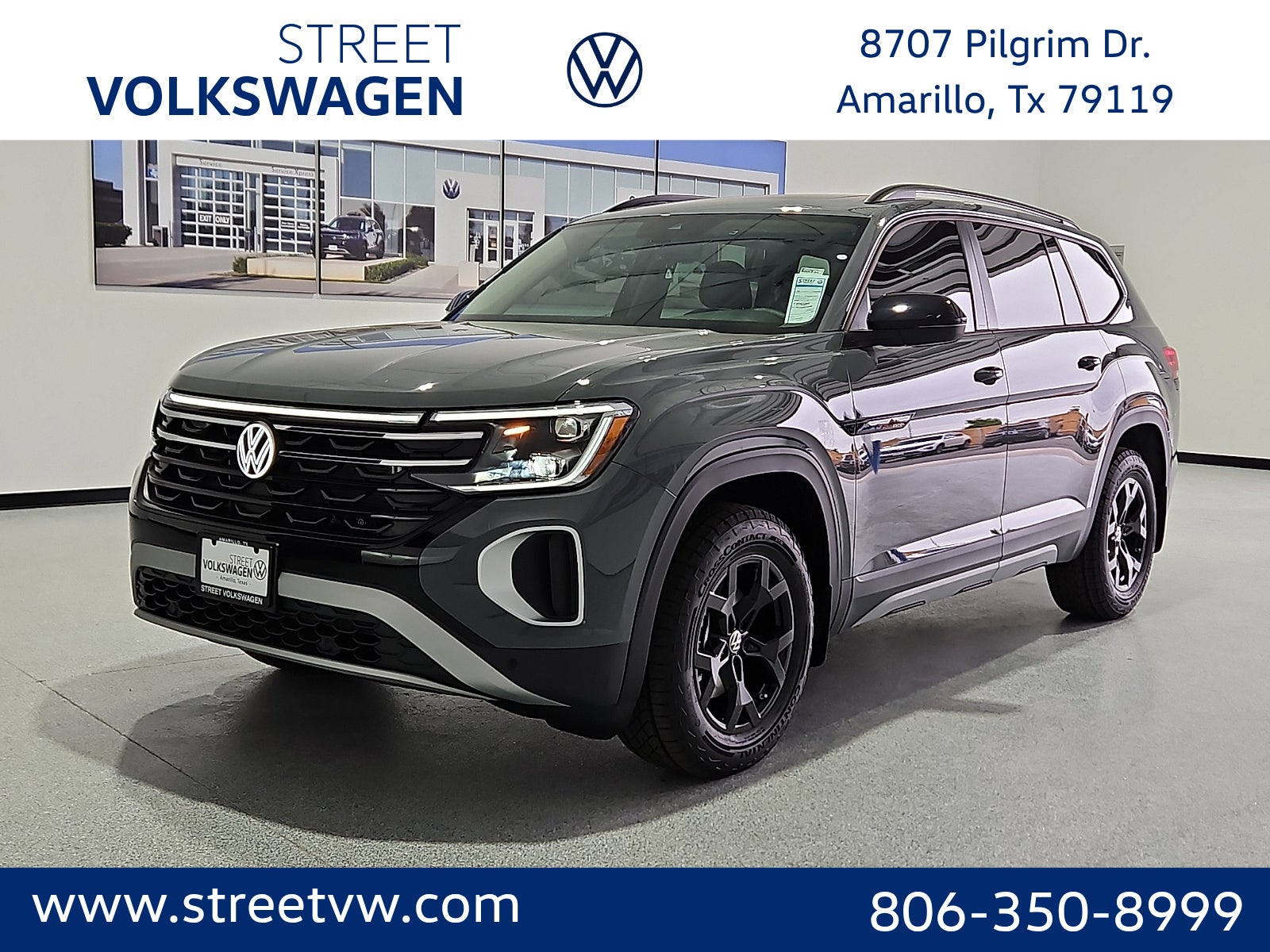 2026 Volkswagen Atlas Peak Edition in Pure Gray — front three-quarter view