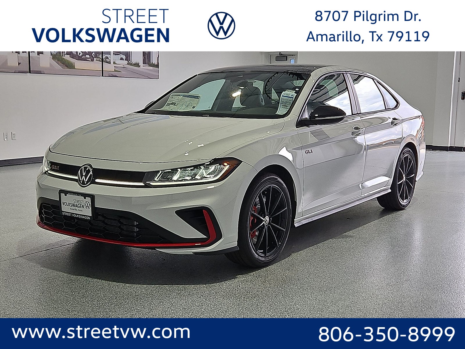 2026 Volkswagen Jetta GLI Autobahn in Pure White W/Deep Blk Rf — front three-quarter view