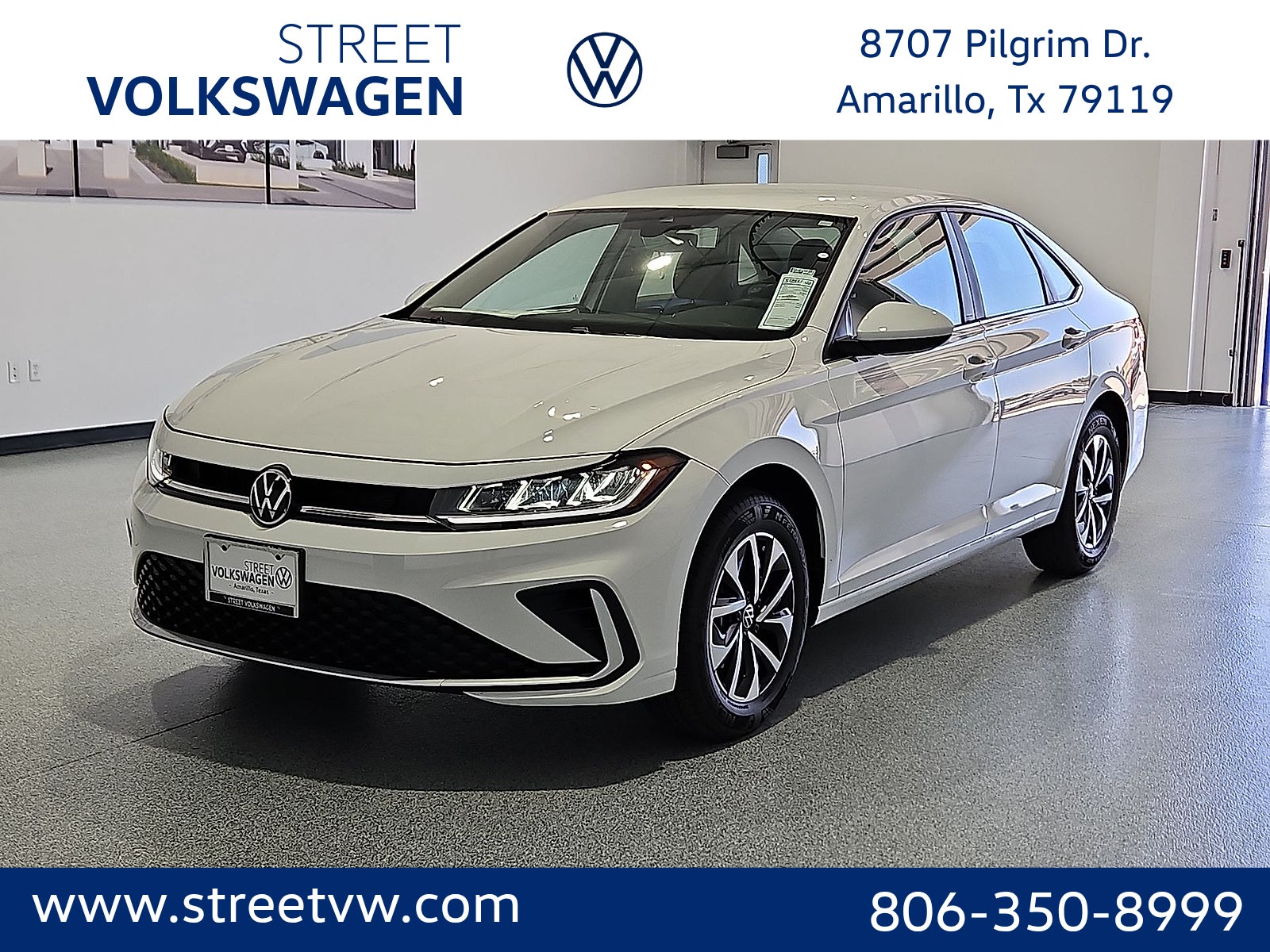 2026 Volkswagen Jetta S in Pure White — front three-quarter view