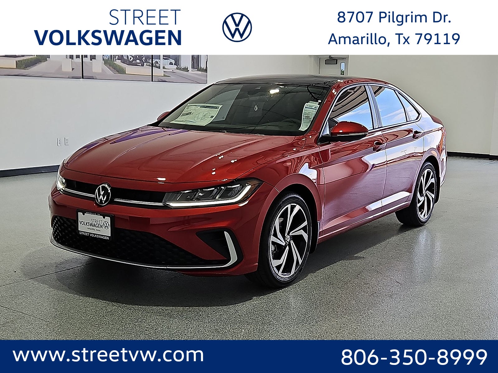 2026 Volkswagen Jetta SEL in Kings Red Metallic — front three-quarter view