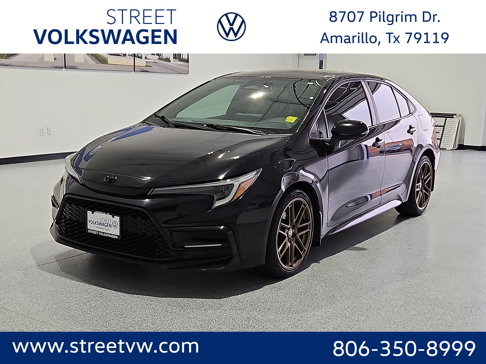 2024 Toyota Corolla Nightshade Edition in Midnight Black Metallic — front three-quarter view